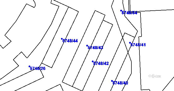 Parcela st. 5748/43 v KÚ Chomutov I, Katastrální mapa
