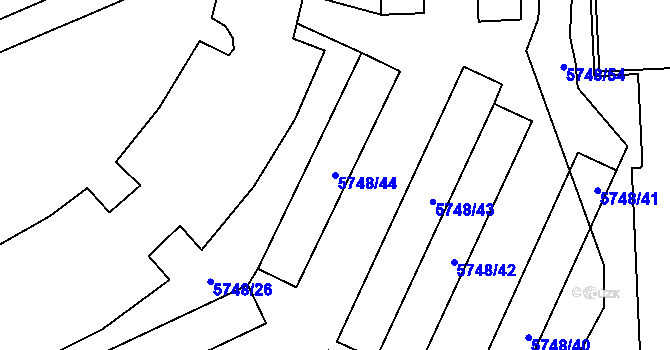 Parcela st. 5748/44 v KÚ Chomutov I, Katastrální mapa