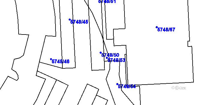 Parcela st. 5748/50 v KÚ Chomutov I, Katastrální mapa
