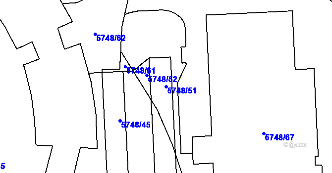 Parcela st. 5748/51 v KÚ Chomutov I, Katastrální mapa