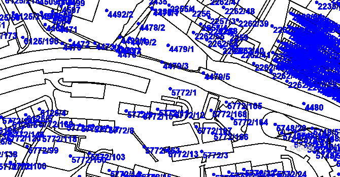 Parcela st. 5772/1 v KÚ Chomutov I, Katastrální mapa