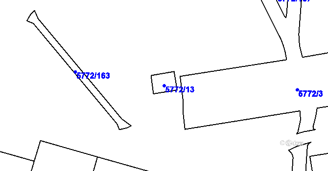 Parcela st. 5772/13 v KÚ Chomutov I, Katastrální mapa