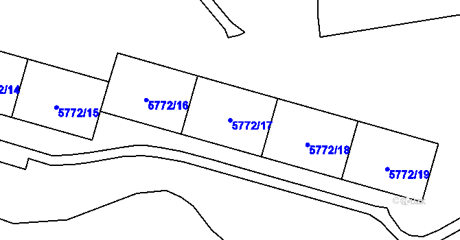 Parcela st. 5772/17 v KÚ Chomutov I, Katastrální mapa
