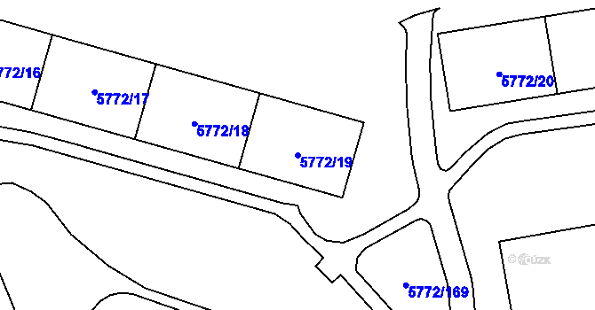 Parcela st. 5772/19 v KÚ Chomutov I, Katastrální mapa