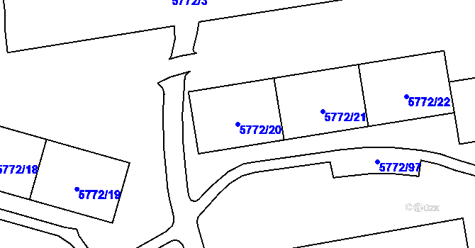 Parcela st. 5772/20 v KÚ Chomutov I, Katastrální mapa