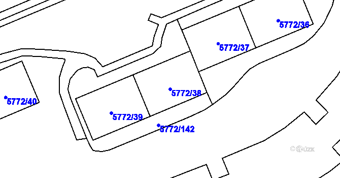 Parcela st. 5772/38 v KÚ Chomutov I, Katastrální mapa