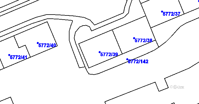 Parcela st. 5772/39 v KÚ Chomutov I, Katastrální mapa