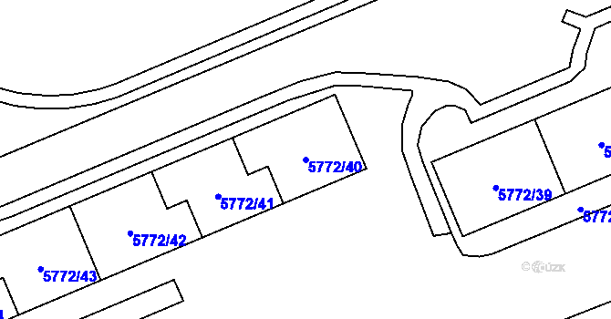 Parcela st. 5772/40 v KÚ Chomutov I, Katastrální mapa