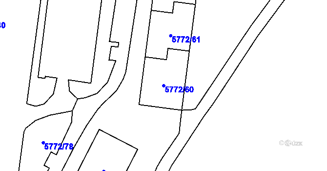 Parcela st. 5772/60 v KÚ Chomutov I, Katastrální mapa