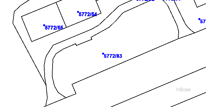 Parcela st. 5772/83 v KÚ Chomutov I, Katastrální mapa