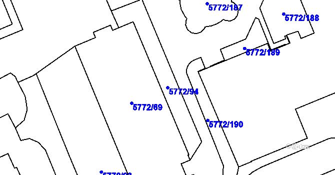 Parcela st. 5772/94 v KÚ Chomutov I, Katastrální mapa