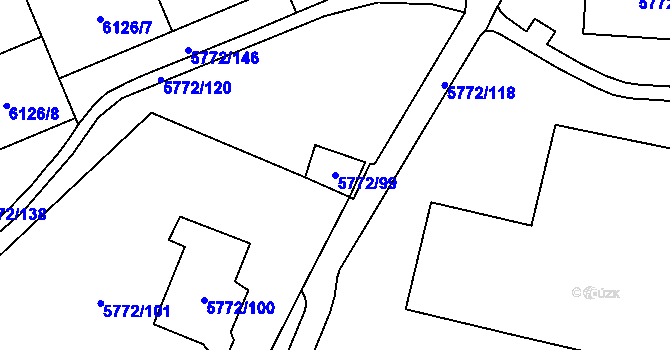 Parcela st. 5772/99 v KÚ Chomutov I, Katastrální mapa