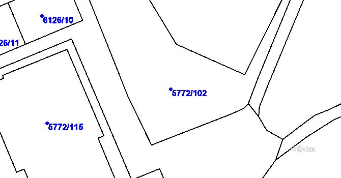 Parcela st. 5772/102 v KÚ Chomutov I, Katastrální mapa