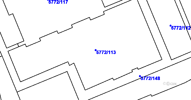Parcela st. 5772/113 v KÚ Chomutov I, Katastrální mapa