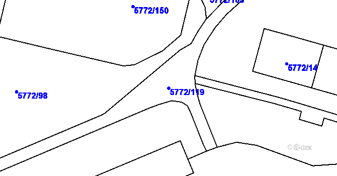 Parcela st. 5772/119 v KÚ Chomutov I, Katastrální mapa