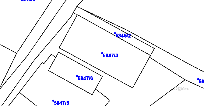 Parcela st. 5847/3 v KÚ Chomutov I, Katastrální mapa