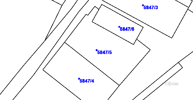Parcela st. 5847/5 v KÚ Chomutov I, Katastrální mapa