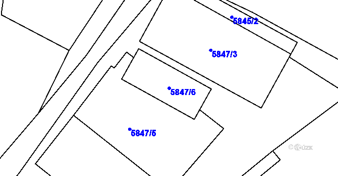 Parcela st. 5847/6 v KÚ Chomutov I, Katastrální mapa