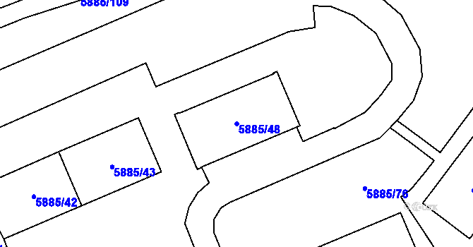 Parcela st. 5885/48 v KÚ Chomutov I, Katastrální mapa
