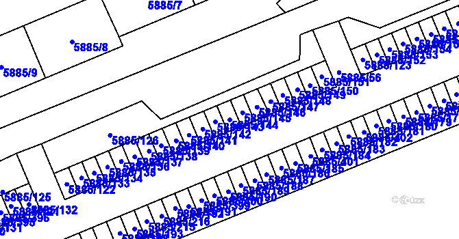 Parcela st. 5885/144 v KÚ Chomutov I, Katastrální mapa