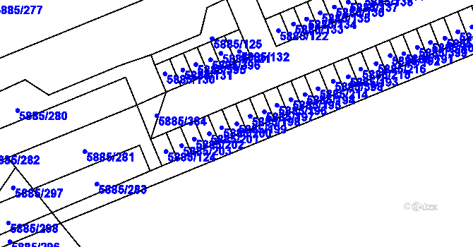 Parcela st. 5885/199 v KÚ Chomutov I, Katastrální mapa