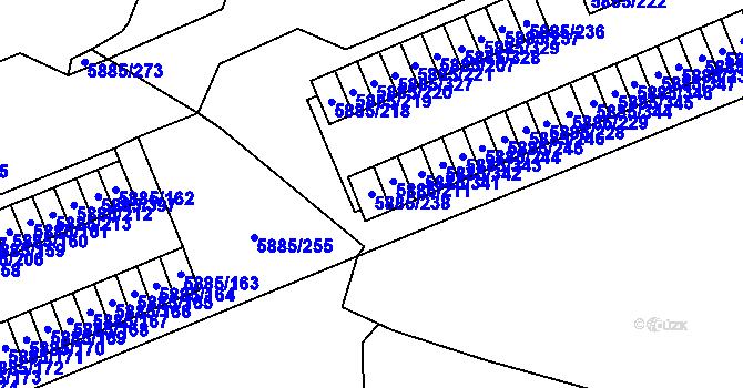 Parcela st. 5885/238 v KÚ Chomutov I, Katastrální mapa