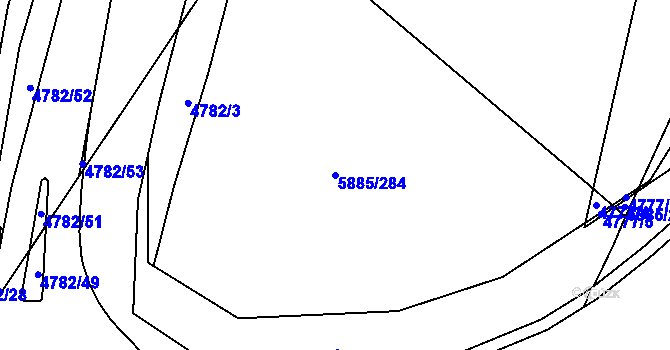 Parcela st. 5885/284 v KÚ Chomutov I, Katastrální mapa