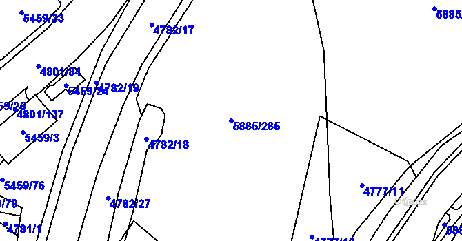 Parcela st. 5885/285 v KÚ Chomutov I, Katastrální mapa