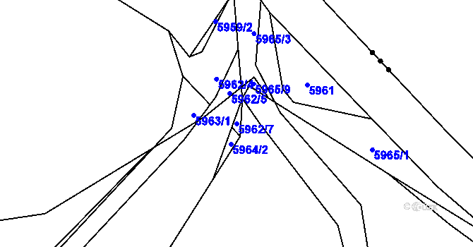Parcela st. 5962/7 v KÚ Chomutov I, Katastrální mapa