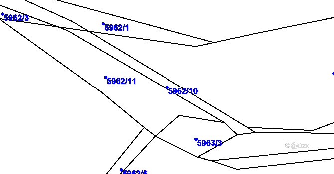 Parcela st. 5962/10 v KÚ Chomutov I, Katastrální mapa