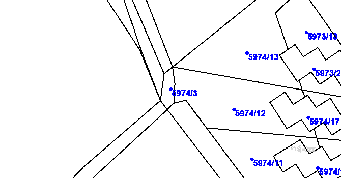Parcela st. 5974/3 v KÚ Chomutov I, Katastrální mapa