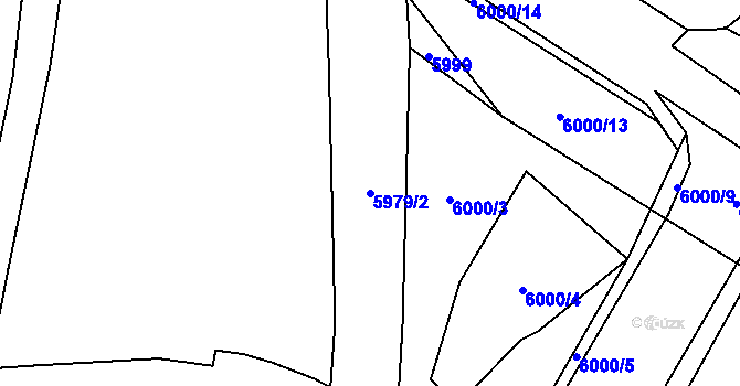 Parcela st. 5979/2 v KÚ Chomutov I, Katastrální mapa