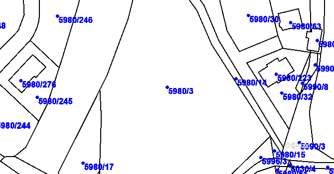 Parcela st. 5980/3 v KÚ Chomutov I, Katastrální mapa