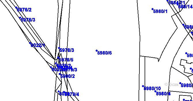 Parcela st. 5980/6 v KÚ Chomutov I, Katastrální mapa