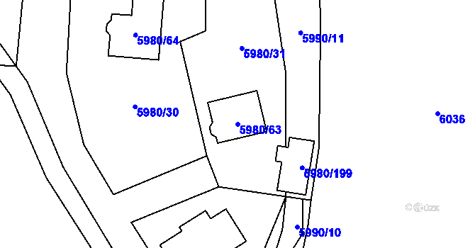 Parcela st. 5980/63 v KÚ Chomutov I, Katastrální mapa