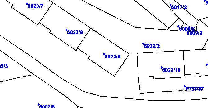 Parcela st. 6023/9 v KÚ Chomutov I, Katastrální mapa