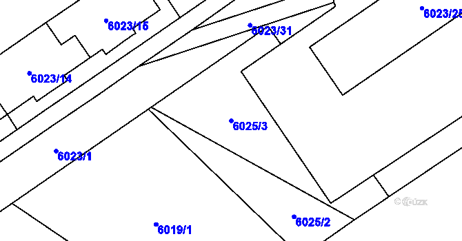 Parcela st. 6025/3 v KÚ Chomutov I, Katastrální mapa