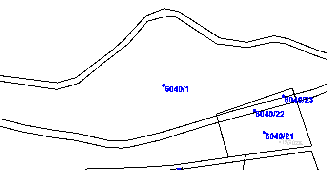 Parcela st. 6040/1 v KÚ Chomutov I, Katastrální mapa