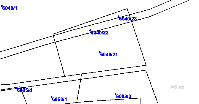 Parcela st. 6040/21 v KÚ Chomutov I, Katastrální mapa
