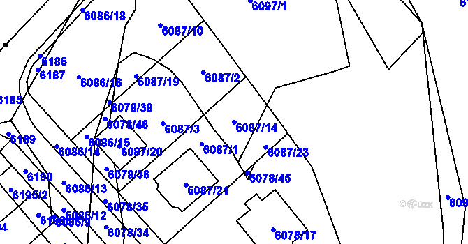 Parcela st. 6087/14 v KÚ Chomutov I, Katastrální mapa