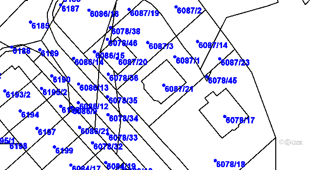 Parcela st. 6087/21 v KÚ Chomutov I, Katastrální mapa