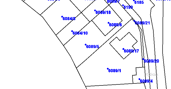 Parcela st. 6089/5 v KÚ Chomutov I, Katastrální mapa