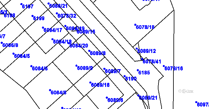 Parcela st. 6089/11 v KÚ Chomutov I, Katastrální mapa