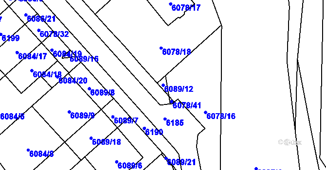 Parcela st. 6089/12 v KÚ Chomutov I, Katastrální mapa
