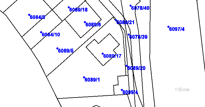 Parcela st. 6089/17 v KÚ Chomutov I, Katastrální mapa