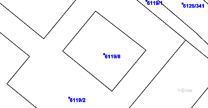 Parcela st. 6119/8 v KÚ Chomutov I, Katastrální mapa