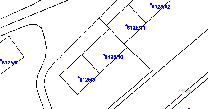 Parcela st. 6125/10 v KÚ Chomutov I, Katastrální mapa