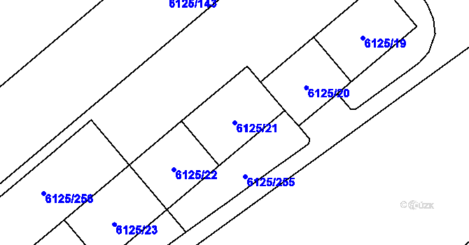 Parcela st. 6125/21 v KÚ Chomutov I, Katastrální mapa