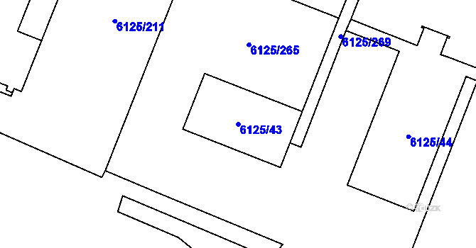 Parcela st. 6125/43 v KÚ Chomutov I, Katastrální mapa
