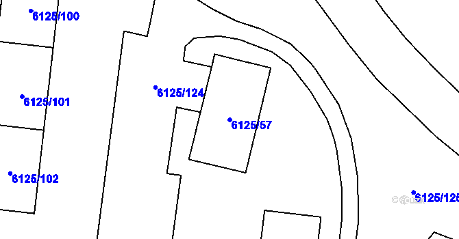 Parcela st. 6125/57 v KÚ Chomutov I, Katastrální mapa